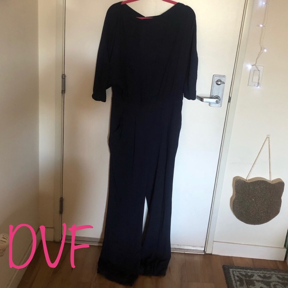 Diane Von Furstenberg Sz 12 Navy Jumpsuit